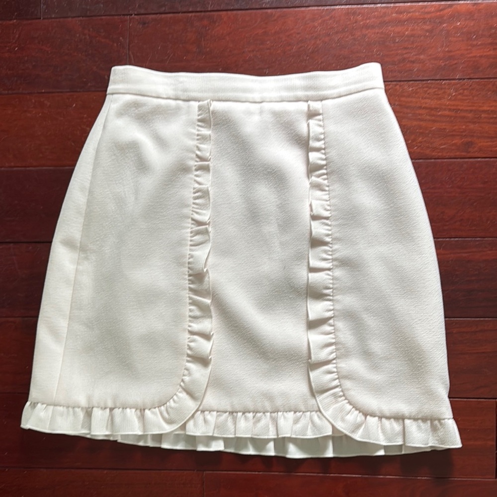 Club Monaco Baby Pink Ruffled Pencil Mini Skirt